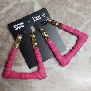 Bar III Gold-Tone Color Large Triangle Fuchsia Earrings